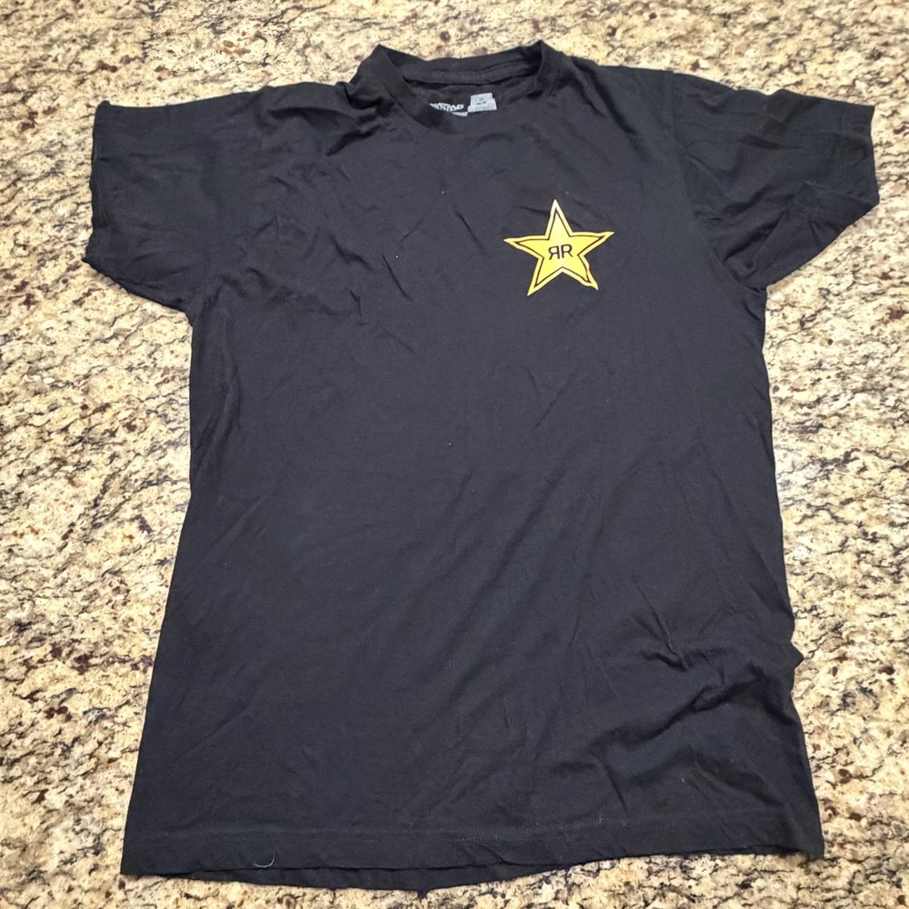 Rockstar Energy Drink Mens T-Shirt Black Short Sleeve Graphic Logo Size M
